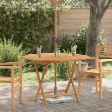   vidaXL összecsukható tömör tíkfa kerti asztal 110x110x75 cm