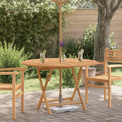 vidaXL tömör tíkfa összecsukható kerti asztal Ø 110 x 75 cm