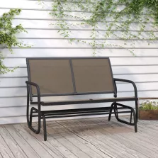   vidaXL barna textilén és acél kerti sikló pad 120,5 x 76 x 86,5 cm