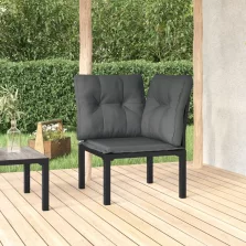  vidaXL fekete és szürke polyrattan kerti sarokfotel párnákkal