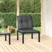 vidaXL fekete-szürke polyrattan kerti szék párnákkal