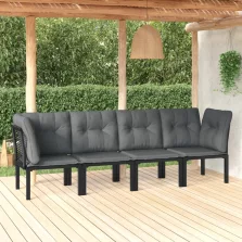   vidaXL 4 részes fekete és szürke polyrattan kerti ülőgarnitúra