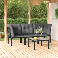   vidaXL 4 részes fekete és szürke polyrattan kerti ülőgarnitúra