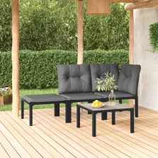   vidaXL 4 részes fekete és szürke polyrattan kerti ülőgarnitúra