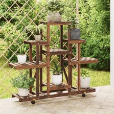   vidaXL tömör fenyőfa virágtartó állvány kerekekkel 110 x 25 x 101 cm