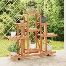   vidaXL tömör fenyőfa virágtartó állvány kerekekkel 110 x 25 x 101 cm