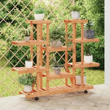   vidaXL tömör fenyőfa virágtartó állvány kerekekkel 110 x 25 x 115 cm