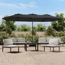   vidaXL antracitszürke dupla tetős LED-es napernyő 449x245 cm