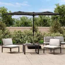   vidaXL antracitszürke dupla tetős LED-es napernyő 316x240 cm