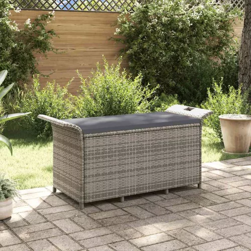 vidaXL barna polyrattan kerti pad párnával 116 x 46 x 57 cm