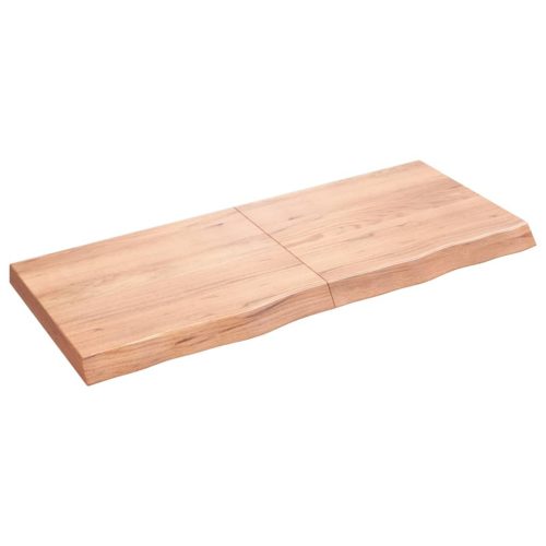 vidaXL világosbarna kezelt tömör tölgyfa fali polc 120 x 50 x (2-6) cm
