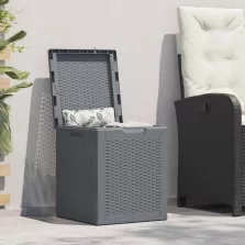 vidaXL szürke PP rattan kerti tárolóláda 90 L