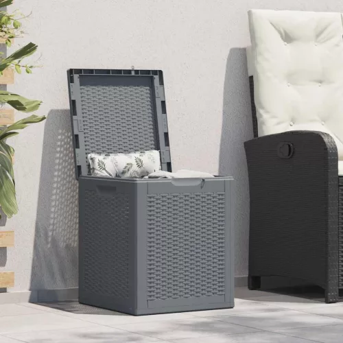 vidaXL szürke PP rattan kerti tárolóláda 90 L