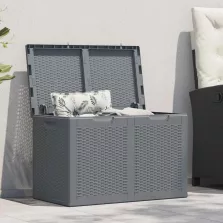 vidaXL szürke PP rattan kerti tárolóláda 180 L