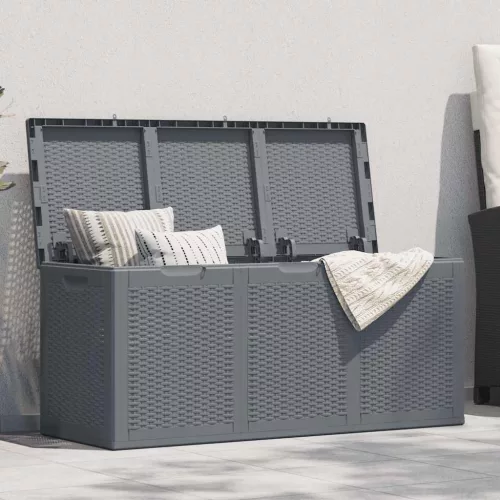 vidaXL szürke PP rattan kerti tárolóláda 270 L