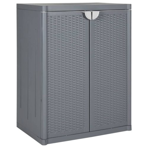 vidaXL szürke PP rattan kerti tárolószekrény 65 x 45 x 88 cm