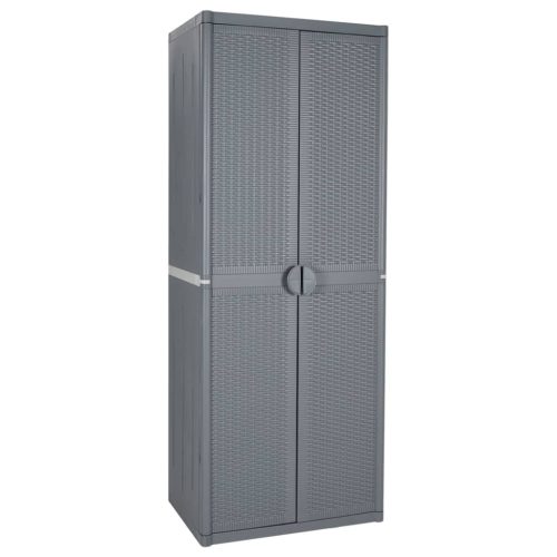 vidaXL szürke PP rattan kerti tárolószekrény 65 x 45 x 172 cm