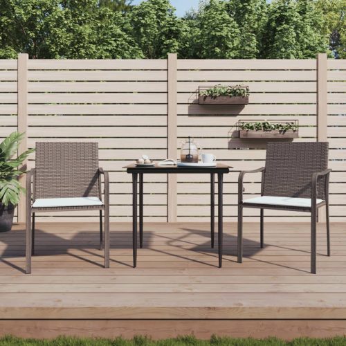 vidaXL 2 db barna polyrattan kerti szék párnával 56 x 59 x 84 cm