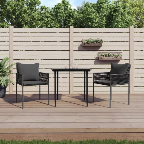vidaXL 2 db fekete polyrattan kerti szék párnával 54 x 61 x 83 cm