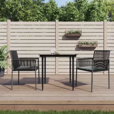   vidaXL 2 db fekete polyrattan kerti szék párnával 54 x 60,5 x 83,5 cm