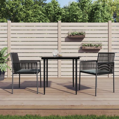 vidaXL 2 db fekete polyrattan kerti szék párnával 54 x 60,5 x 83,5 cm