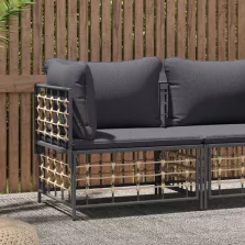   vidaXL sötétszürke polyrattan kerti sarokkanapé párnával