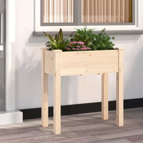 vidaXL tömör fenyőfa kerti ültetőláda béléssel 71 x 37 x 76 cm