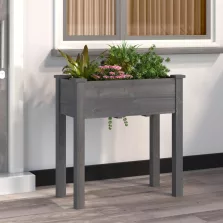   vidaXL szürke tömör fenyőfa kerti ültetőláda béléssel 71 x 37 x 76 cm