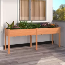   vidaXL barna tömör fenyőfa kerti ültetőláda béléssel 203x53x76 cm