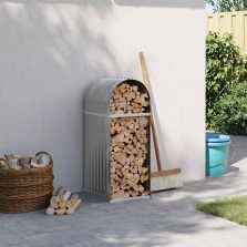   vidaXL világosszürke horganyzott acél rönktartó 40 x 45 x 100 cm