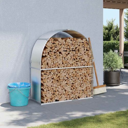 vidaXL ezüstszínű horganyzott acél rönktartó 120 x 45 x 140 cm