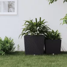   vidaXL antracit polipropilén rattan ültetvény kivehető belsővel