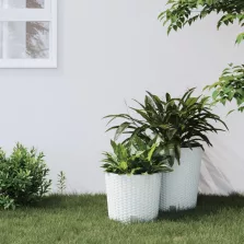   vidaXL fehér polipropilén rattan ültetvény kivehető belsővel