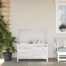  vidaXL fehér tömör fenyőfa kerti tárolóláda 99 x 49,5 x 58,5 cm