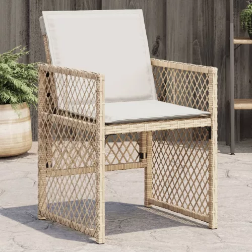 vidaXL 4 db bézs polyrattan kerti szék párnával