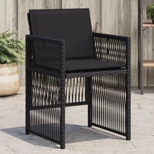 vidaXL 4 db fekete polyrattan kerti szék párnával