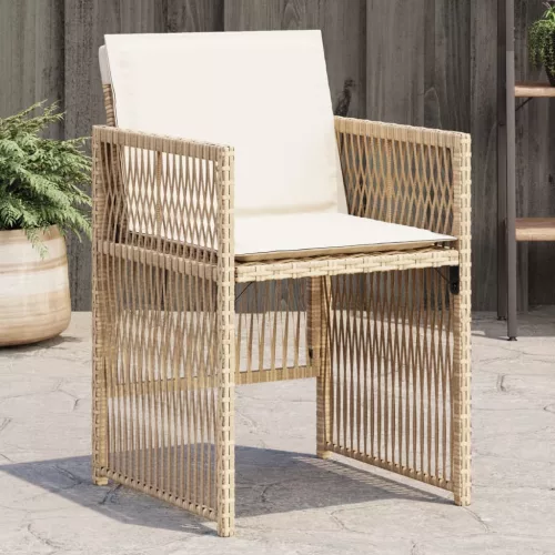 vidaXL 4 db bézs polyrattan kerti szék párnával
