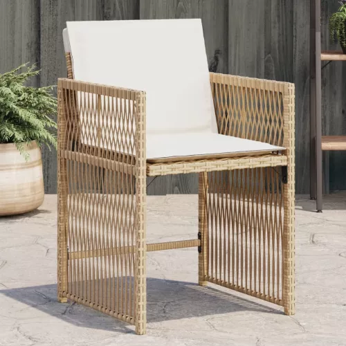vidaXL 4 db bézs polyrattan kerti szék párnával