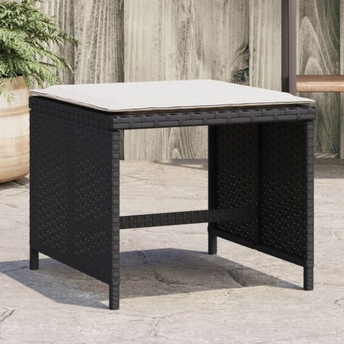 vidaXL 4 db fekete polyrattan kerti szék párnával 41 x 41 x 36 cm