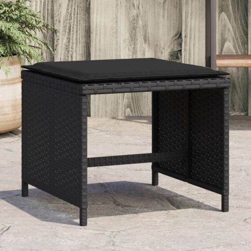 vidaXL 4 db fekete polyrattan kerti szék párnával 41 x 41 x 36 cm