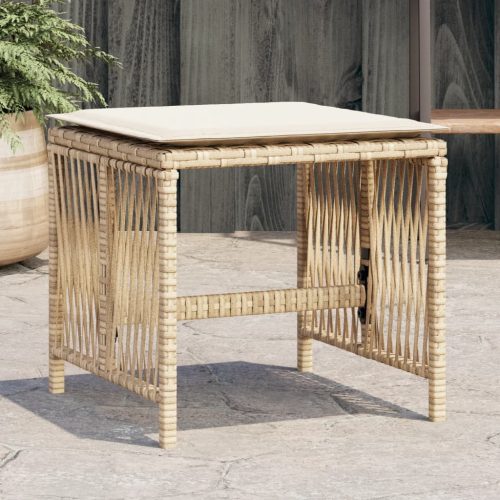 vidaXL 4 db bézs polyrattan kerti szék párnával 41 x 41 x 36 cm