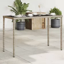   vidaXL szürke polyrattan üveglapos kerti asztal 115x54x74 cm