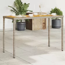   vidaXL szürke polyrattan akácfa lapos kerti asztal 115x54x74 cm