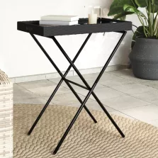   vidaXL fekete összecsukható polyrattan tálcaasztal 65 x 40 x 75 cm