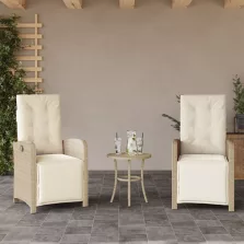   vidaXL 2 db bézs polyrattan dönthető kerti szék lábtartóval