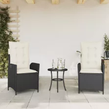   vidaXL 2 db fekete polyrattan dönthető kerti szék párnával