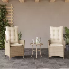   vidaXL 2 db bézs polyrattan dönthető kerti szék párnákkal