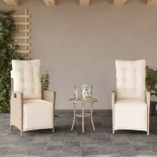   vidaXL 2 db bézs polyrattan dönthető kerti szék lábtartóval
