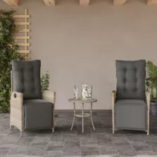   vidaXL 2 db világosszürke polyrattan dönthető kerti szék lábtartóval