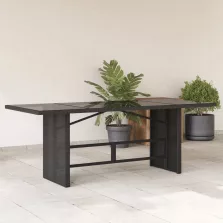   vidaXL fekete polyrattan üveglapos kerti asztal 190x80x74 cm